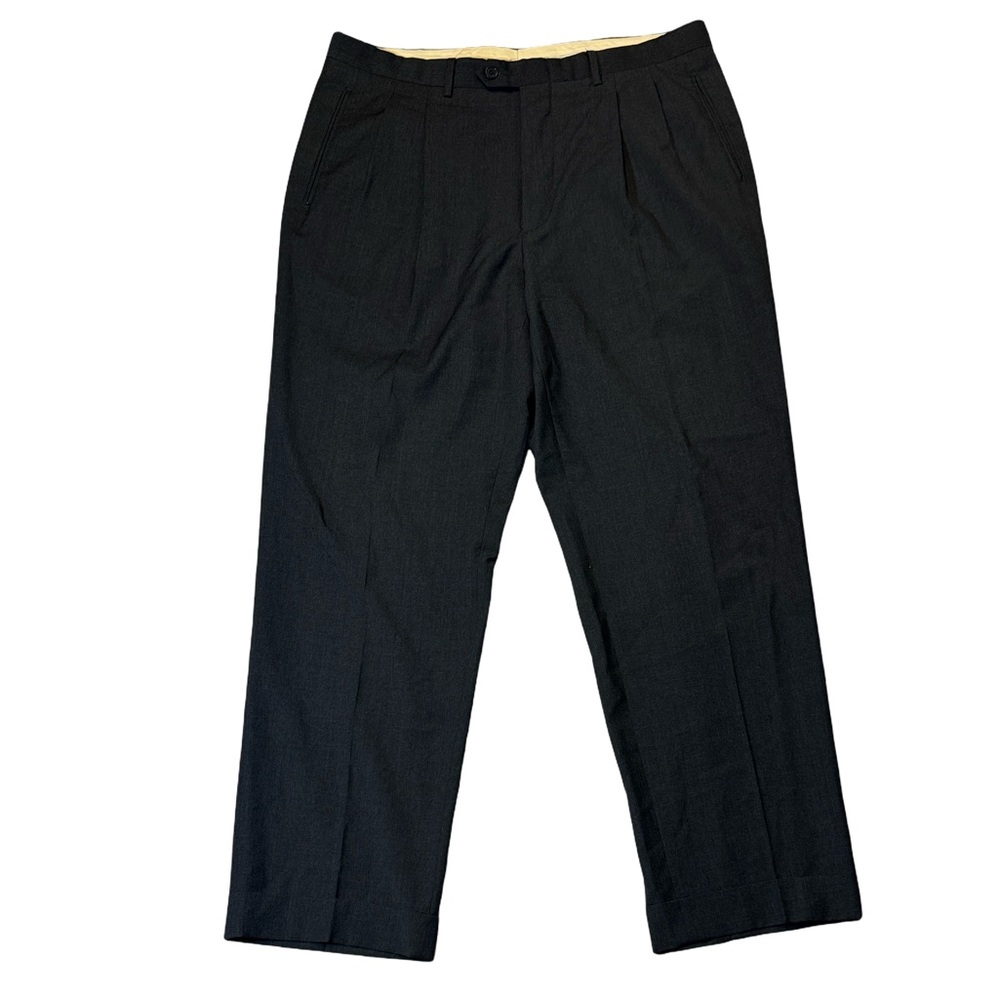 Salvatore Ferragamo mens 36x31 gray 100% wool pleated dress pants
